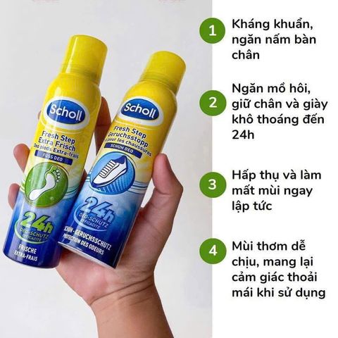Xịt khử mùi chân và giày Scholl Fresh Step của Đức 150ml