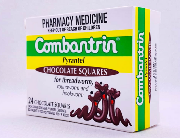 Kẹo Xổ Giun Combantrin Chocolate Squares 24 Thanh - Giải pháp chăm sóc sức khỏe cho trẻ em, loại bỏ giun sán hiệu quả với hương vị chocolate hấp dẫn