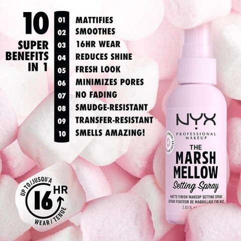 Xịt Khóa Trang Điểm NYX Professional Makeup Marshmellow 60ml - Giữ Lớp Trang Điểm Bền Lâu, Hương Kẹo Dẻo Thoải Mái