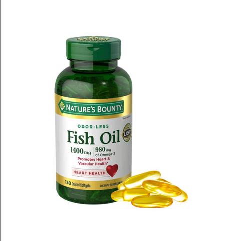 Dầu cá Nature's Bounty 1400Mg Omega-3 980Mg - Hỗ trợ tim mạch, 130 viên không mùi, bổ sung dinh dưỡng hàng ngày