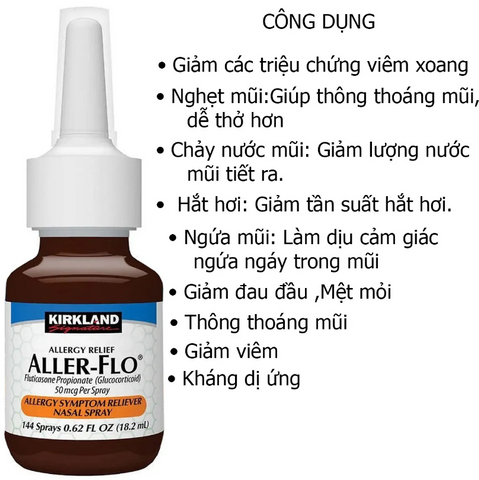 Vỉ 5 Hộp Xịt Mũi Viêm Xoang Kirkland Aller Flo 144ml - Giải Pháp Thoải Mái Cho Mũi, Hỗ Trợ Dị Ứng và Ngạt Mũi Hiệu Quả
