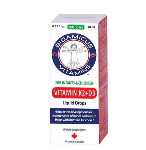 Vitamin K2D3 BioAmicus Nhỏ Giọt - Hỗ Trợ Hấp Thu Canxi Cho Bé, Phát Triển Xương Khỏe Mạnh, Nhập Khẩu Chính Ngạch Từ Canada