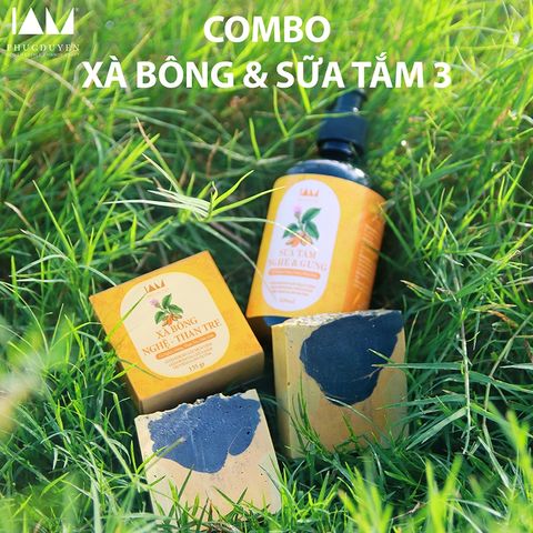 Xà Bông Hữu Cơ Nghệ & Bột Than Tre - Giảm Mùi Cơ Thể, Mụn Lưng, Mẩn Ngứa, Tẩy Cháy Chết 135g - Sạch Da, Khử Khuẩn