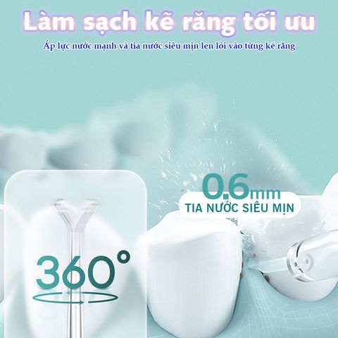 Máy tăm nước cầm tay Nikio NK-M209 - Pin sạc 1500mAh, 4 vòi phun, chế độ điều chỉnh áp lực 40-120 PSI, chống nước IPX7, tiện dụng và hiệu quả.