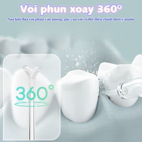 Máy tăm nước cầm tay Nikio NK-M209 - Pin sạc 1500mAh, 4 vòi phun, chế độ điều chỉnh áp lực 40-120 PSI, chống nước IPX7, tiện dụng và hiệu quả.