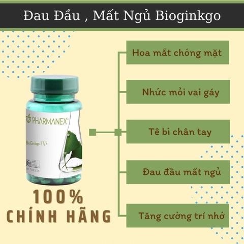 Thực Phẩm Bảo Vệ Sức Khỏe Nuskin BioGinkgo 27/7 - Tăng Cường Trí Nhớ - Hộp 60 Viên Chiết Xuất Bạch Quả