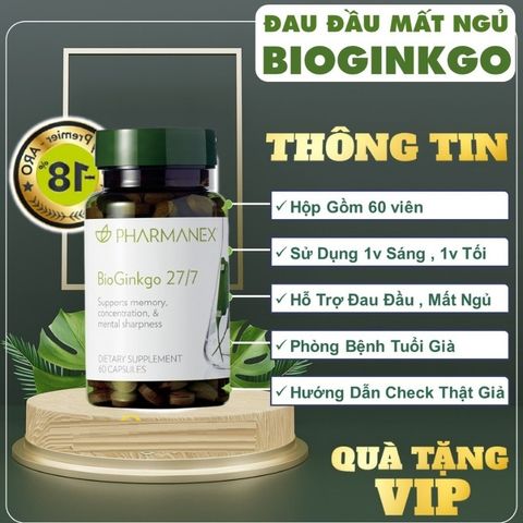 Thực Phẩm Bảo Vệ Sức Khỏe Nuskin BioGinkgo 27/7 - Tăng Cường Trí Nhớ - Hộp 60 Viên Chiết Xuất Bạch Quả