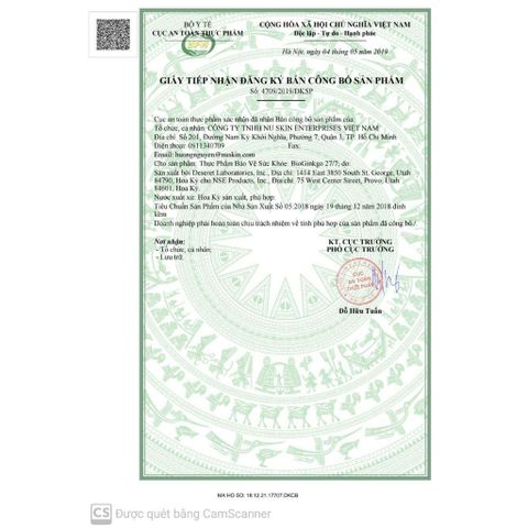 Thực Phẩm Bảo Vệ Sức Khỏe Nuskin BioGinkgo 27/7 - Tăng Cường Trí Nhớ - Hộp 60 Viên Chiết Xuất Bạch Quả