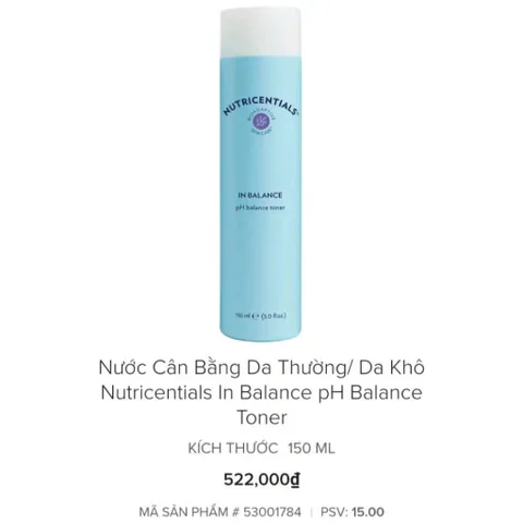 Nước Cân Bằng Nutricentials In Balance pH Toner 150ml - Dưỡng Ẩm, Cân Bằng pH Cho Làn Da Tươi Sáng, Sẵn Sàng Chăm Sóc Da