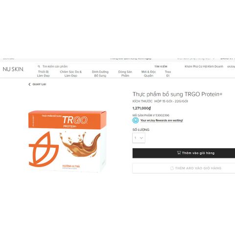 Thực phẩm bổ sung TRGO Protein+ Hộp 15 Gói - Bổ Sung Năng Lượng và Protein Đậu Nành 22G/Gói cho Người Trưởng Thành