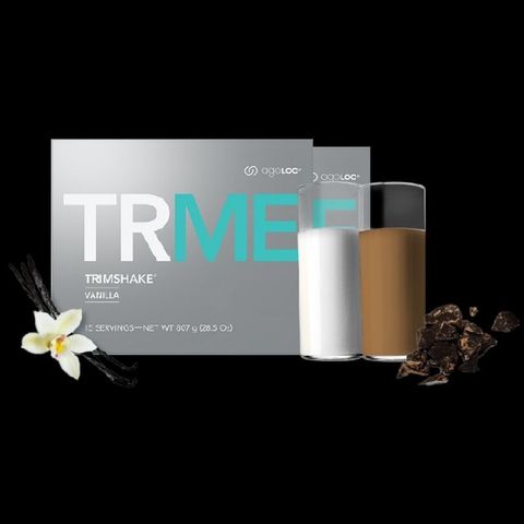 Bộ Thực phẩm bổ sung Trimshake ageLOC TR90® - Giúp giảm cân, bổ sung protein và vitamin, 15 gói, hương vị tự nhiên, dễ sử dụng.