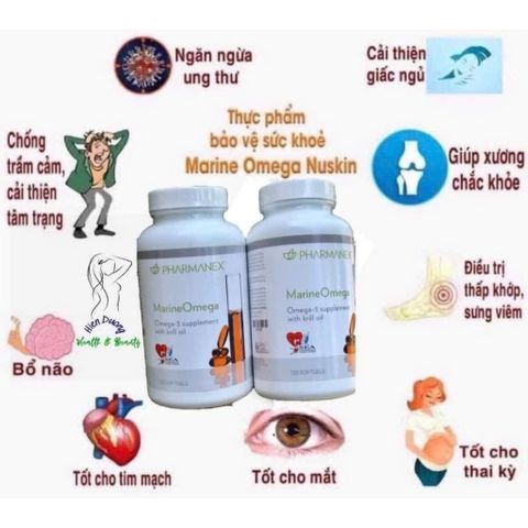 Viên uống Marine Omega 120v - Thực phẩm chức năng tăng cường sức khỏe tim mạch và miễn dịch, giải pháp chăm sóc sức khỏe tốt nhất