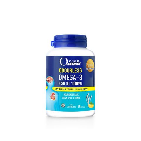 Viên Uống Omega 3 Ocean Health 1000mg - Hỗ Trợ Giảm Mỡ Máu, Cải Thiện Trí Nhớ và Sáng Mắt - Hộp 60 Viên