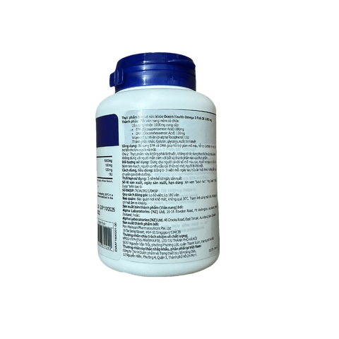 Viên Uống Omega 3 Ocean Health 1000mg - Hỗ Trợ Giảm Mỡ Máu, Cải Thiện Trí Nhớ và Sáng Mắt - Hộp 60 Viên