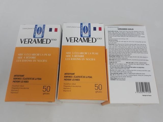 Viên Uống Veramed Gold Chống Oxy Hóa, Làm Sáng Da và Giảm Nguy Cơ Lão Hóa - Hộp 50 Viên Chất Lượng Cao Từ Pháp