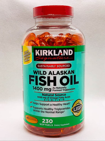 Dầu Cá Kirkland Wild Alaskan Fish Oil 1400Mg 230 Viên - Bổ Sung Omega-3 Hỗ Trợ Sức Khỏe Tim Mạch và Não Bộ Mỹ