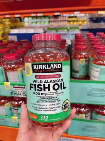Dầu Cá Kirkland Wild Alaskan Fish Oil 1400Mg 230 Viên - Bổ Sung Omega-3 Hỗ Trợ Sức Khỏe Tim Mạch và Não Bộ Mỹ