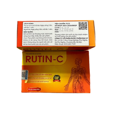 Viên Nang Rutin C Đại Uy - Hỗ Trợ Tăng Sức Bền Thành Mạch & Cải Thiện Sức Đề Khang - Hộp 30 Viên Nang Mềm