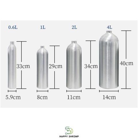 Vỏ Bình Nhôm Rỗng Thủy Sinh 2L Chất Lượng Cao - Bình CO2 Đài Loan, Van Kim Loại Bền Bỉ - Phụ Kiện Thủy Sinh Hợp Chuẩn