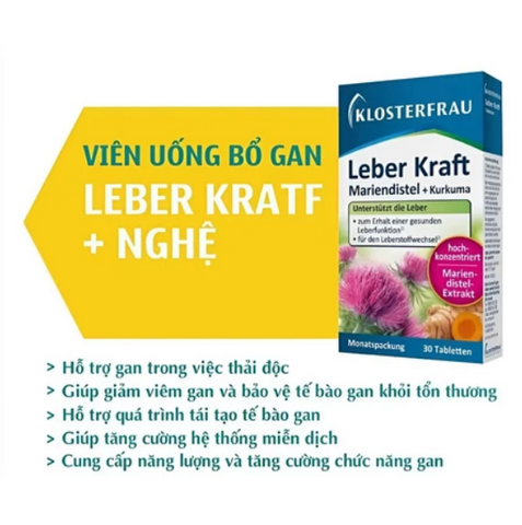Viên Uống Bổ Gan Leber Kraft + Nghệ 30 Viên - Hỗ Trợ Chức Năng Gan và Tăng Cường Miễn Dịch từ Đức