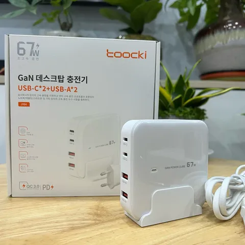 Bộ Sạc Nhanh TOOCKI 67W GaN 4 Cổng (2 USB-C + 2 USB-A) - Sạc Laptop, iPhone, MacBook - Thiết Kế Nhỏ Gọn, Hàng Xuất Hàn