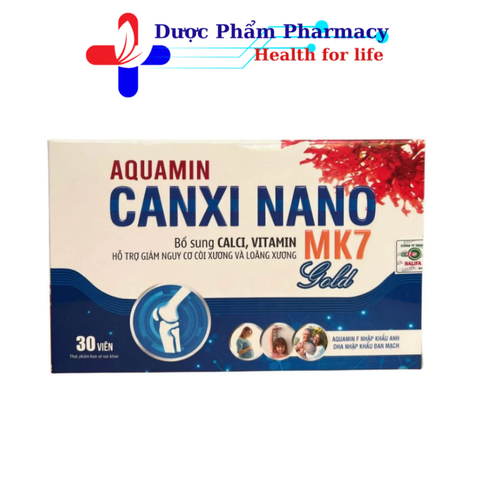Viên Canxi Nano MK7+D3 30 viên - Bổ sung Canxi, Ngăn ngừa loãng xương, Phát triển xương khỏe mạnh cho trẻ em và người lớn