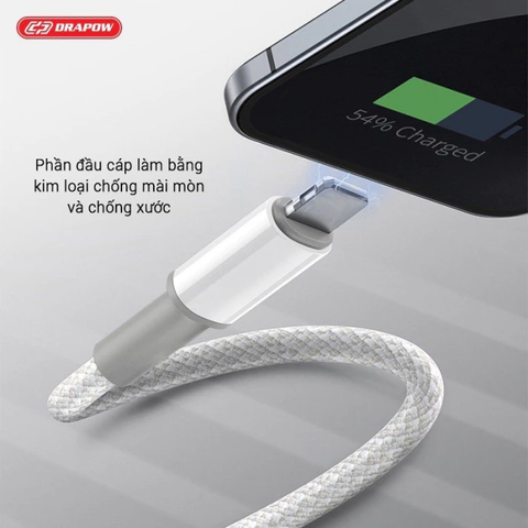 Cáp Sạc 3 Trong 1 Drapow - Sạc Nhanh 12W, Đầu Lightning & Type-C, Dây Dù Chắc Chắn, Hỗ Trợ Sạc Đồng Thời 3 Thiết Bị