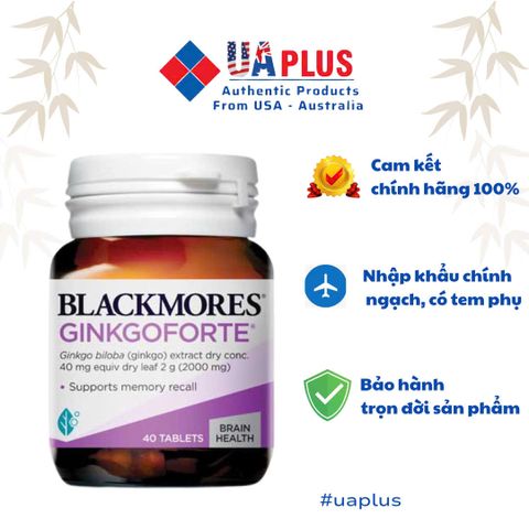 Viên Uống Blackmores Ginkgoforte 40 Viên - Hỗ Trợ Cải Thiện Trí Nhớ, Tăng Cường Chức Năng Nhận Thức và Tuần Hoàn Máu Não