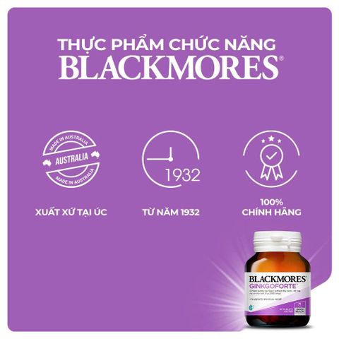 Viên Uống Blackmores Ginkgoforte 40 Viên - Hỗ Trợ Cải Thiện Trí Nhớ, Tăng Cường Chức Năng Nhận Thức và Tuần Hoàn Máu Não