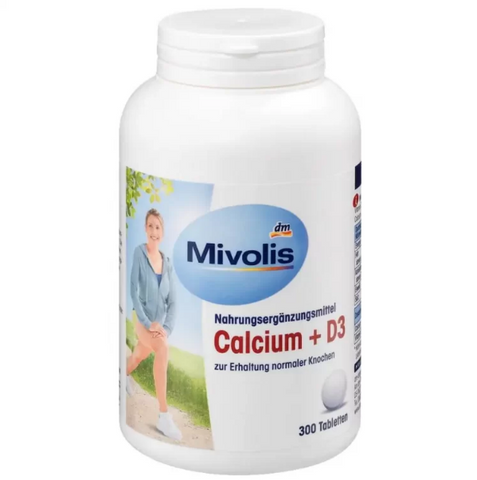 Viên uống canxi Mivolis Calcium + D3 300 viên - Tăng cường sức khỏe xương và răng cho người lớn và trẻ em