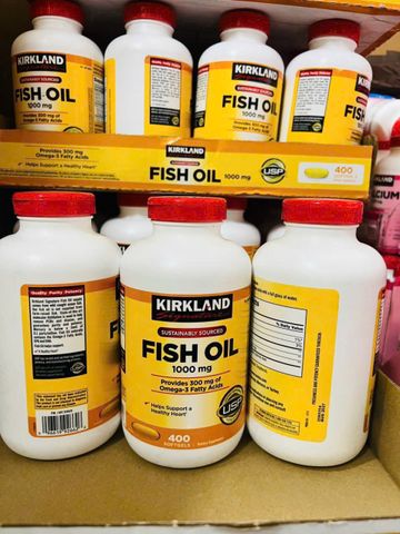 Dầu cá Omega 3 Kirkland Fish Oil 1000mg 400 viên - Bổ sung Omega 3 tốt cho tim mạch, trí não và sức khỏe mắt