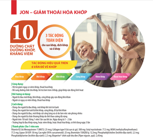 Viên Uống Hỗ Trợ Xương Khớp Jon 60 Viên - Giảm Đau Viêm Khớp, Tăng Cường Linh Hoạt Khớp, Nhập Khẩu Mỹ
