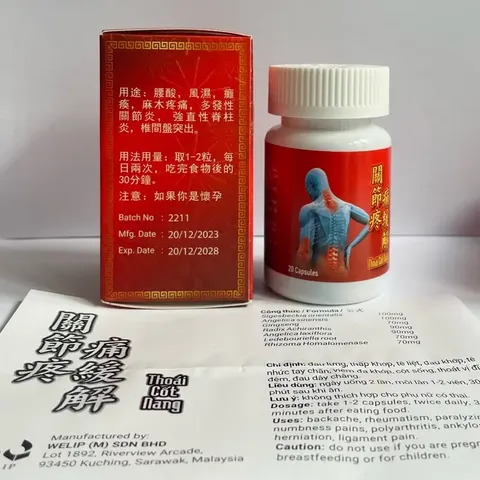 Viên Uống Thoái Cốt Nang Đỏ - Glucosamine Giảm Đau Khớp và Viêm Đa Khớp, Hỗ Trợ Sức Khỏe Xương Khớp 20 Viên