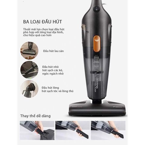 Máy Hút Bụi Cầm Tay Deerma DEM-DX115C - Công Suất 600W, Bộ Lọc HEPA, Đen - Thiết Kế Đẹp, Đa Năng, Dọn Dẹp Dễ Dàng cho Gia Đình