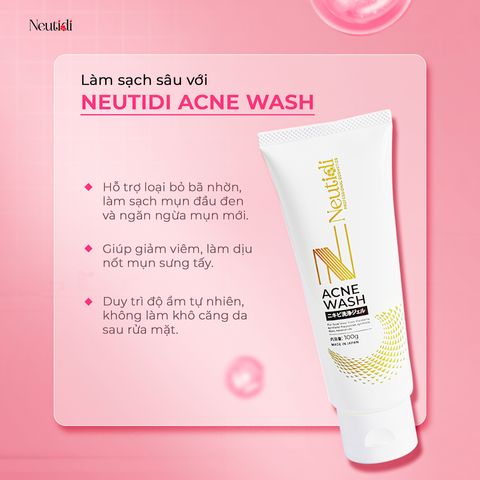 Combo Neutidi Chăm Sóc Da Dầu Mụn - Sữa Rửa Mặt, Serum Niacinamide và Gel Dưỡng Ẩm - Giảm Mụn, Se Khít Lỗ Chân Lông, Tái Tạo Da