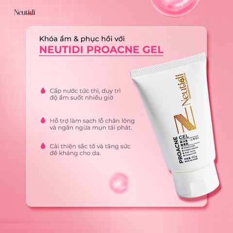 Combo Neutidi Chăm Sóc Da Dầu Mụn - Sữa Rửa Mặt, Serum Niacinamide và Gel Dưỡng Ẩm - Giảm Mụn, Se Khít Lỗ Chân Lông, Tái Tạo Da