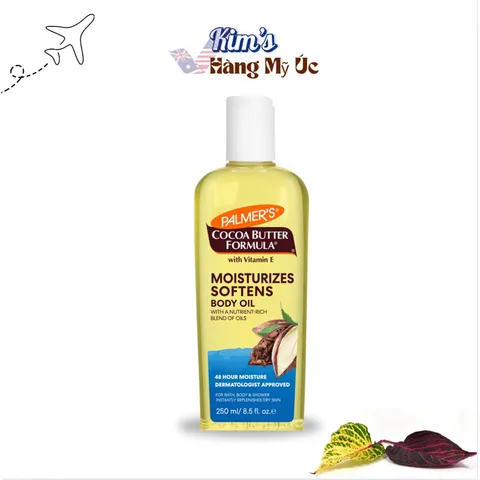 Dầu Dưỡng Thể Palmer's Cocoa Butter 250ml - Dưỡng ẩm, Làm mềm da với Vitamin E, Hương thơm nhẹ, Sử dụng Tắm và Dưỡng Tóc