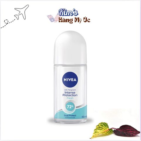 Lăn Khử Mùi NIVEA Intense Protection cho Nữ - 50ml Hương Tươi Mát, Bảo Vệ 72 Giờ, Không Gây Hại sức Khỏe