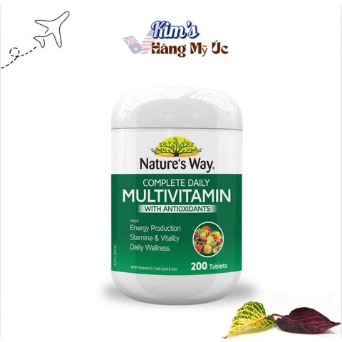 Viên Uống Vitamin Tổng Hợp Nature’s Way Complete Daily Multivitamin Úc - 200 Viên Hỗ Trợ Sức Khỏe Chống Oxy Hóa, Tăng Cường Đề Kháng