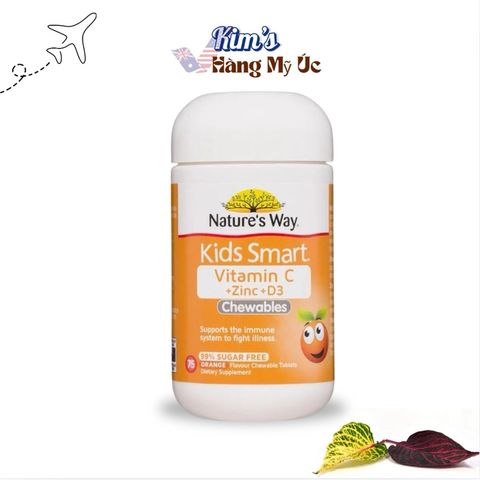 [SALE] Viên nhai Nature’s Way Kids Smart Vitamin C + Zinc + D3 Chewable Tablets - Tăng cường sức khỏe và sức đề kháng cho trẻ (DATE 5/26)