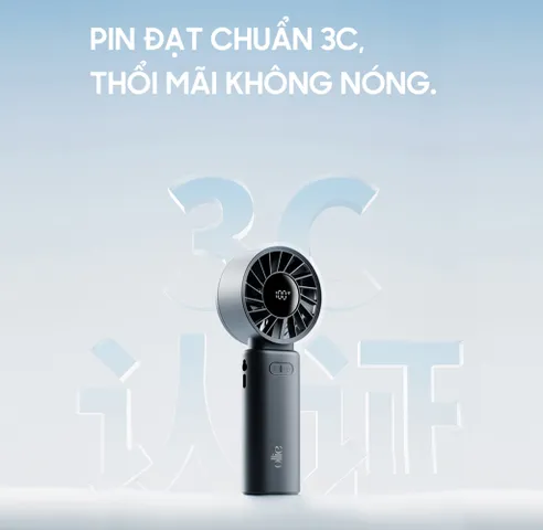 Quạt Cầm Tay Mini Gấp Gọn Ollie - Quạt Tích Điện Pin 3600mAh, 100 Tốc Độ Gió Cao, LED Hiển Thị, Tiện Lợi Đeo Cổ, Sử Dụng Đa Năng