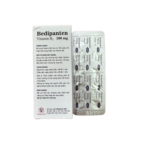 Viên Uống Bedipanten 100mg Bổ Sung Vitamin B5 Giảm Dầu Thừa, Hỗ Trợ Rụng Tóc và Mụn - Hộp 20 Viên Mediphar USA