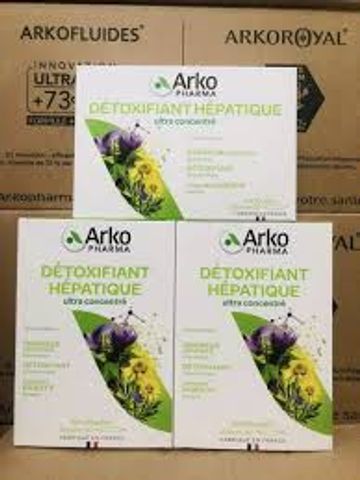 Nước uống giải độc gan Arkopharma Arkofluides Detoxifiant Hepatique - Hỗ trợ làm đẹp da, 250g, 20 ống tiện lợi