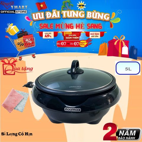 Nồi Lẩu Điện Đa Năng LocknLock EJP331BLK 5L - Nồi Điện Mini EJP316BLK 1.2L và EJP156MIT 2L - Tiết Kiệm Điện, Đa Chức Năng