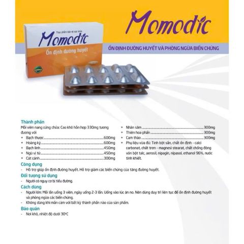 Viên Uống Ổn Định Đường Huyết MOMODIC - Hỗ Trợ Tim Mạch, Phòng Ngừa Biến Chứng - Hộp 30 Viên Việt Nam