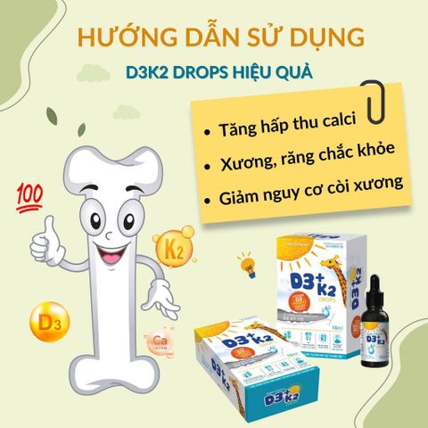 Naga D3 + K2 Drops Tăng Cường Hấp Thu Canxi Cho Bé, Hỗ Trợ Xương Chắc Khỏe, Cải Thiện Tình Trạng Còi Xương - 15ml