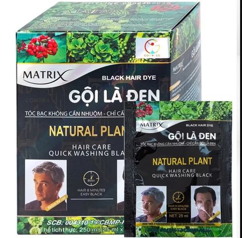 Dầu Gội Nhuộm là  Đen Matrix Gội Là Đen 25ml (10 gói ) 