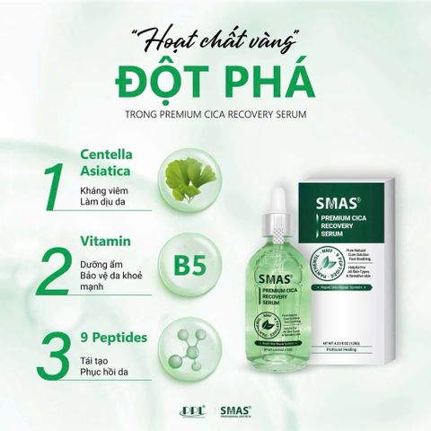 Serum Phục Hồi SMAS Premium Cica Recovery 120ml - Dưỡng ẩm, Giảm Viêm, Làm Dịu Da Nhạy Cảm, Hỗ Trợ Tái Tạo Da Mụn