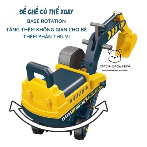 Xe Chồi Chân Máy Xúc Cho Bé Tải Trọng 70kg, Ghế Xoay, Bánh Chống Trượt, Kích Thước Lớn