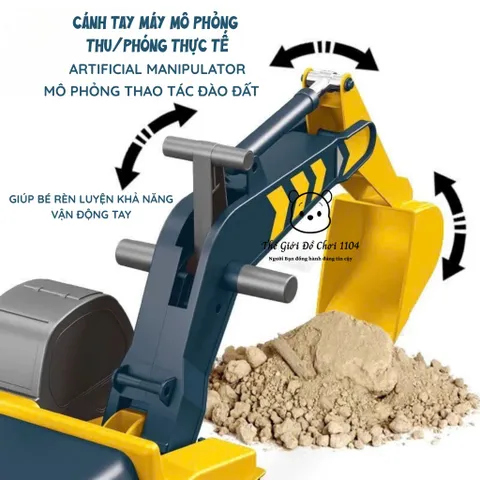 Xe Chồi Chân Máy Xúc Cho Bé Tải Trọng 70kg, Ghế Xoay, Bánh Chống Trượt, Kích Thước Lớn